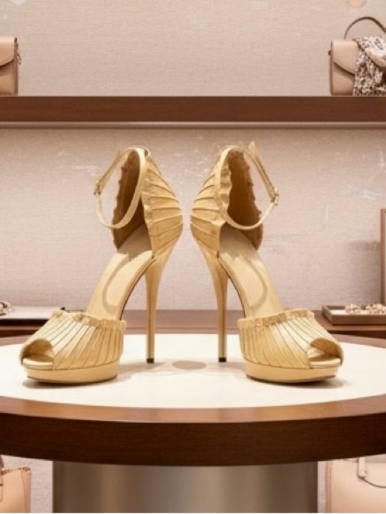 Gucci Shoes - Gucci Ecru Pleated Ankle-Strap Stilettos